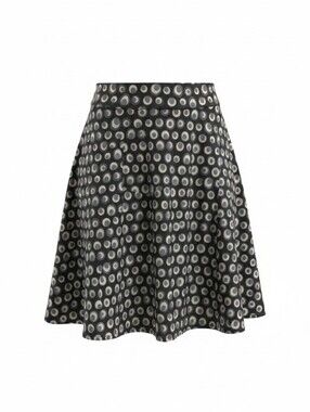 Source Unknown Black Skirt with Cream Dot Print